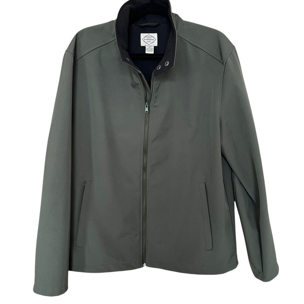 St. John's Bay Soft Shell Performance Jacket Men's Size Large Green Pockets